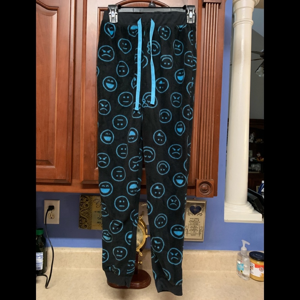 mayfair smiley pajama pants black & blue SMALL